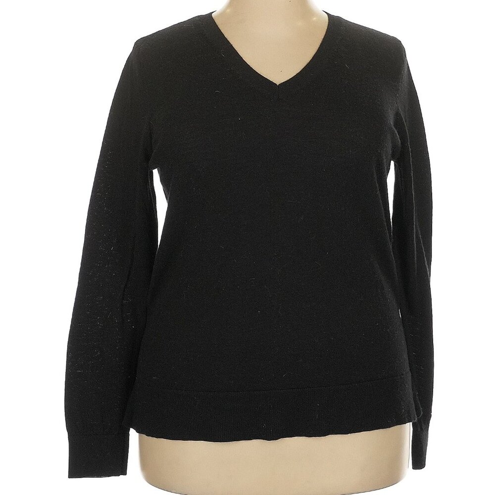 Katherine Barclay Black Merino Wool Sweater Size XXL